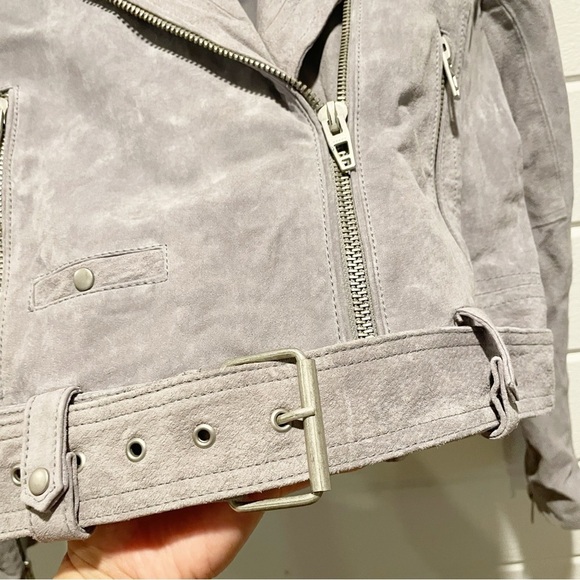 Blank NYC Cloud Grey Suede Leather Moto Biker Jacket Size Medium - Picture 12 of 17